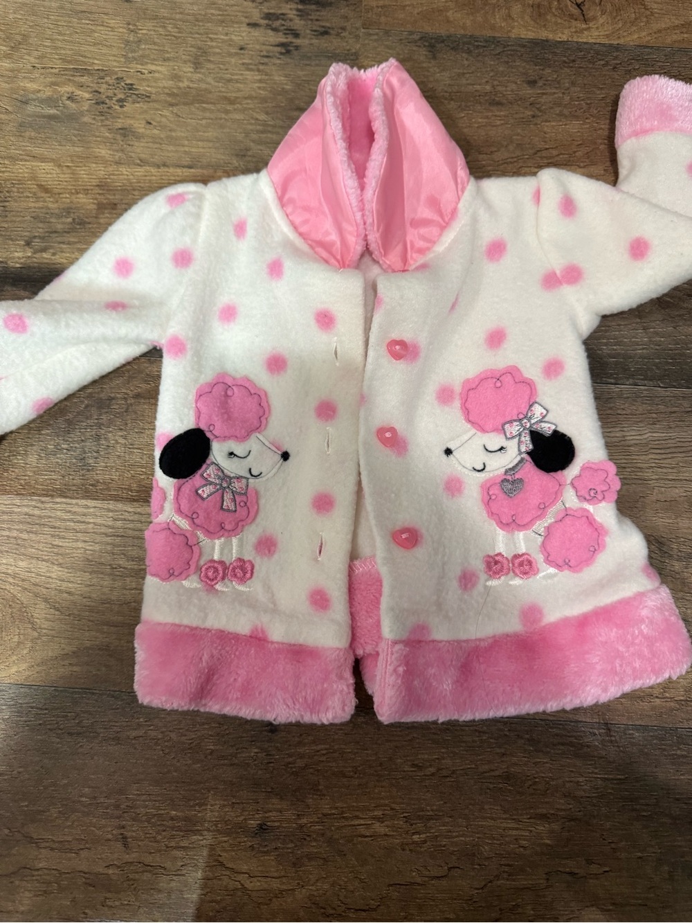 Kidgets Pink and White Polka Dot Fleece Jacket